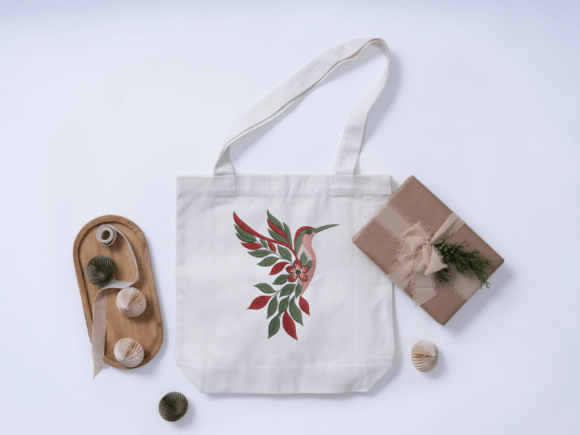 Diseño de bordado Premium Hummingbird: ilustración floral de gran detalle