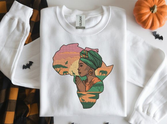 Mujer afroamericana al estilo safari: diseño para bordar en cojines y textiles Mujer afroamericana al estilo safari: diseño para bordar en cojines y textiles