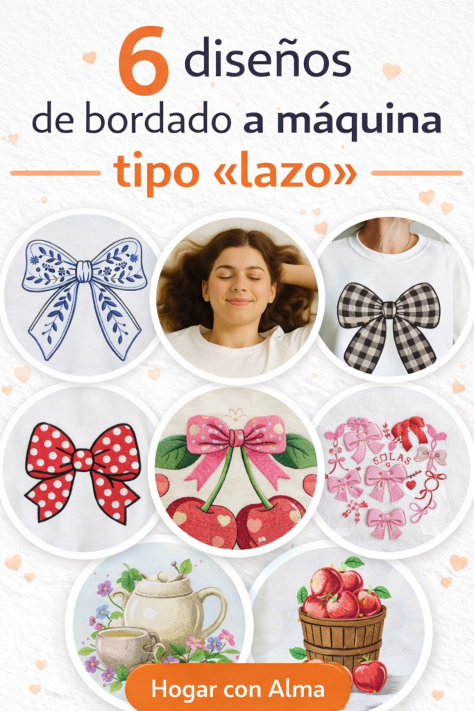 6 diseños de bordado a máquina tipo «lazo»