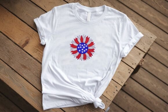 Diseño para bordar «American Pride Sunflower ALREDEDOR DEL MUNDO»: símbolo patriótico para ropa. Diseño para bordar «American Pride Sunflower ALREDEDOR DEL MUNDO»: símbolo patriótico para ropa.