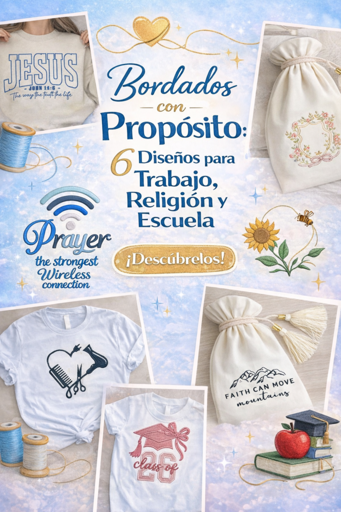 Bordados con Propósito 6 Diseños para Trabajo, Religión y Escuela Bordados con Propósito 6 Diseños para Trabajo, Religión y Escuela