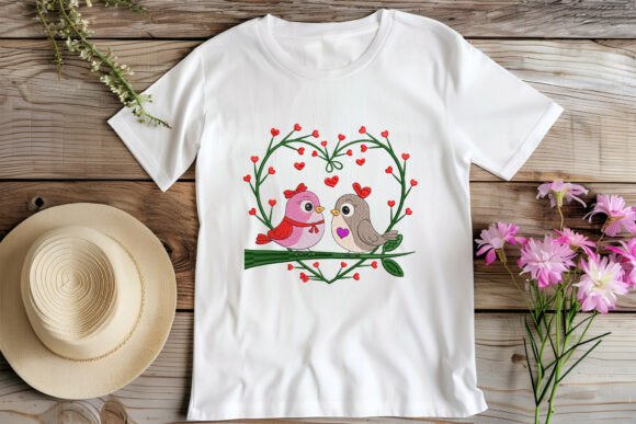 Love Birds in a Heart Wreath