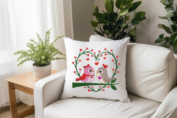 Love Birds in a Heart Wreath