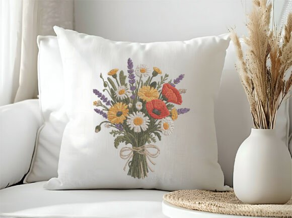 Ramo de novia rústico para bordar: diseño «Rustic Floral Bouquet»