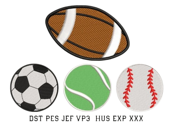 Bordado «Pelotas deportivas»: colección de diseños para actividades al aire libre y pasatiempos PASATIEMPOS Y DEPORTES