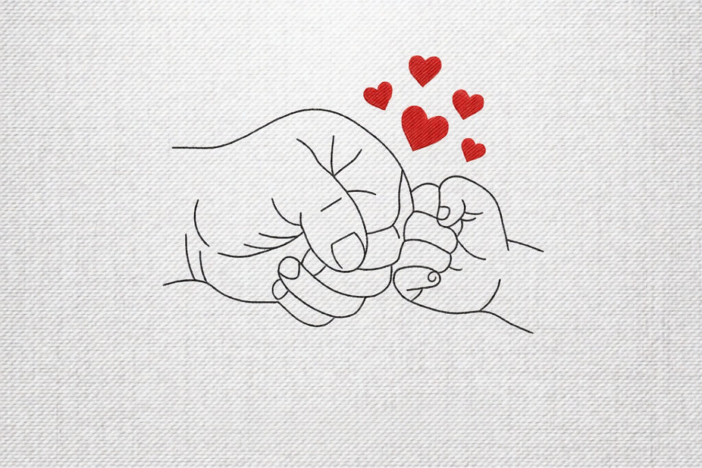 Love Hand Holding Embroidery: un motivo conmovedor para textiles familiares y de amigos Love Hand Holding Embroidery: un motivo conmovedor para textiles familiares y de amigos