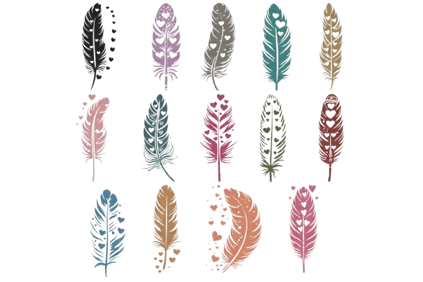 Diseños «Plumas para bordar»: colección de 14 piezas para decorar textiles. Diseños «Plumas para bordar»: colección de 14 piezas para decorar textiles.