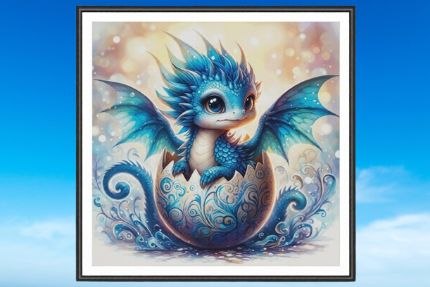 Cute Blue Dragon Cross Stitch Pattern