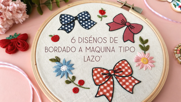 6 diseños de bordado a máquina tipo «lazo»