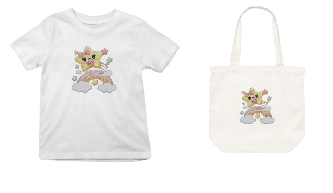 Baby Star Embroidery: alegre diseño con arcoíris para decoración infantil y accesorios