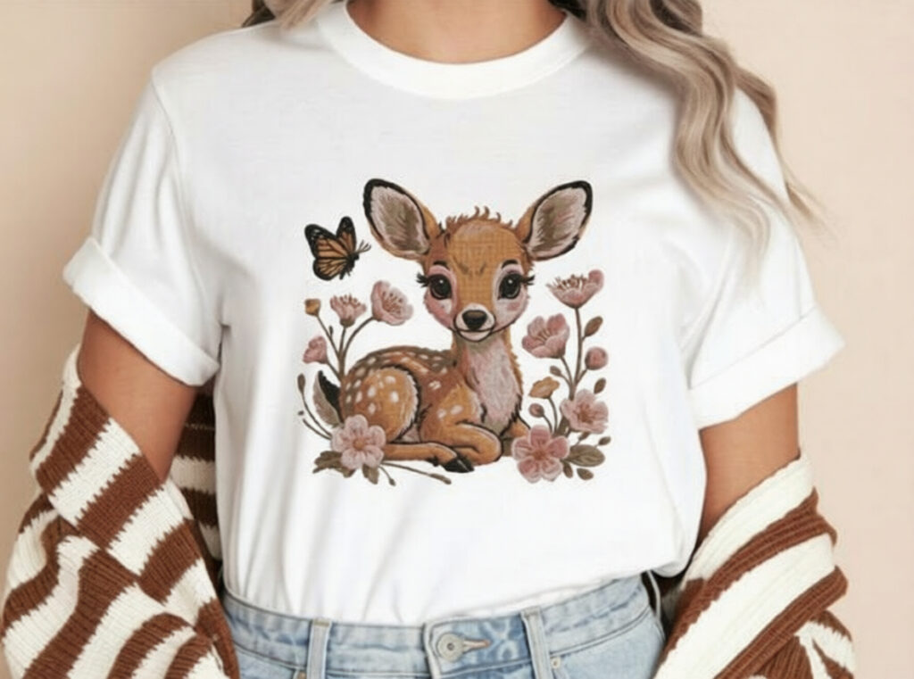 Adorable diseño de bordado ANIMALES de ciervo bebé