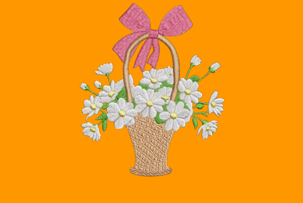 Mi Cesta de Flores Blanca: Un Detalle con Encanto para bordados para boda Mi Cesta de Flores Blanca: Un Detalle con Encanto para bordados para boda