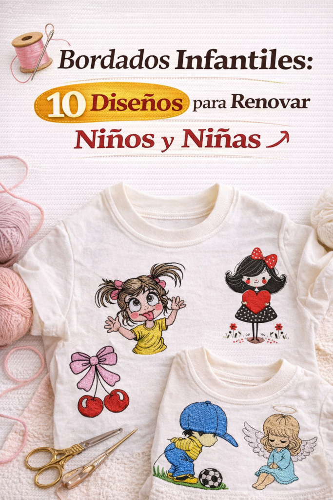 Bordados Infantiles: 10 Diseños para Renovar Ropa de Niños y Niñas
