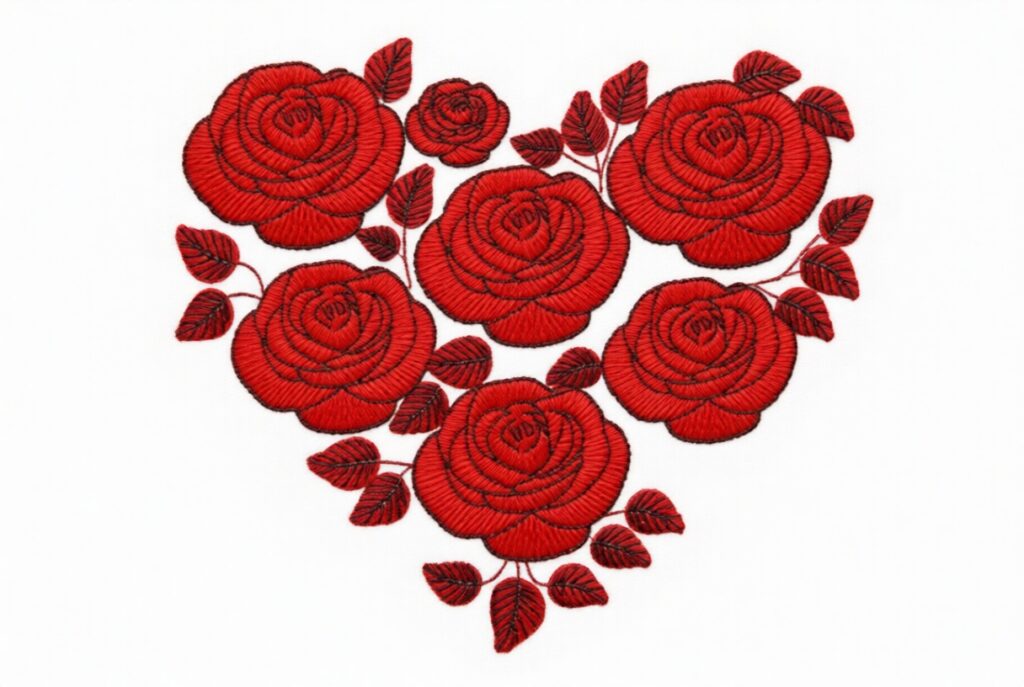 Un Latido de Elegancia: Mi Corazón de Rosas para bordados para boda Un Latido de Elegancia: Mi Corazón de Rosas para bordados para boda