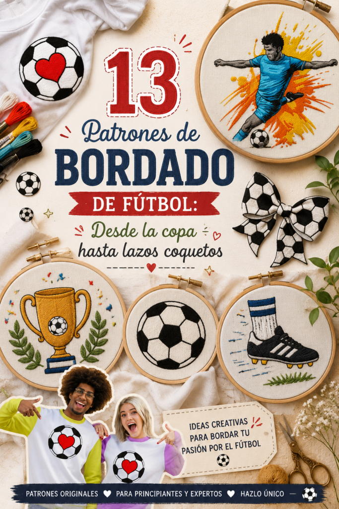 13 Patrones de Bordado de fútbol Desde la copa hasta lazos coquetos