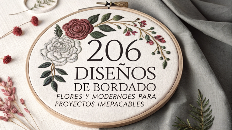 206 Diseños de Bordado florales y modernos para proyectos impecables