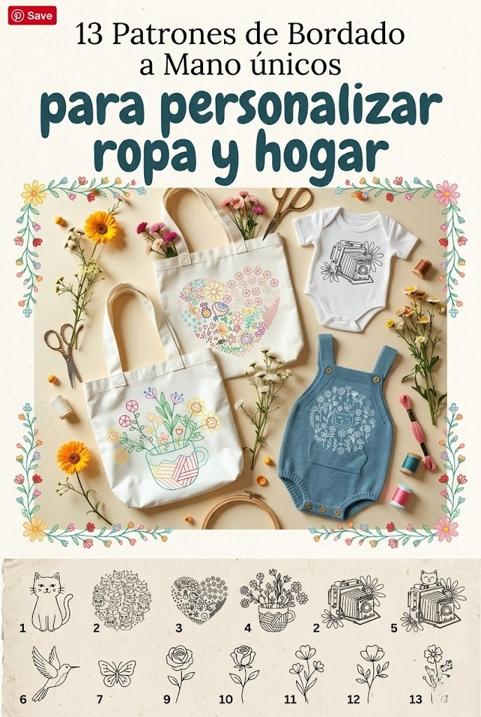 3 Patrones de Bordado a Mano únicos para personalizar ropa y hogar