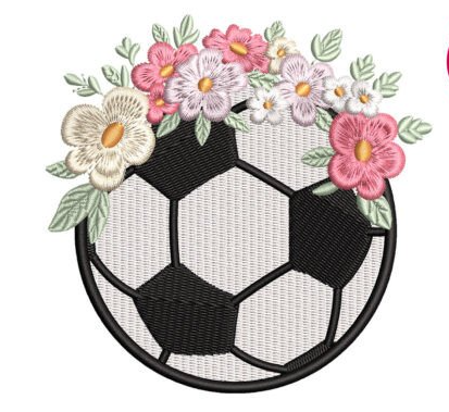 Balón de fútbol con motivos florales