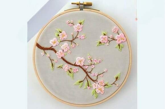 Descargar patrón de bordado «Rama de cerezo en flor»