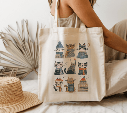 Diseño de bordado de un retrato de gato moderno