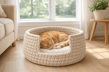 Patrón de cama para gatos de ganchillo para principiantes