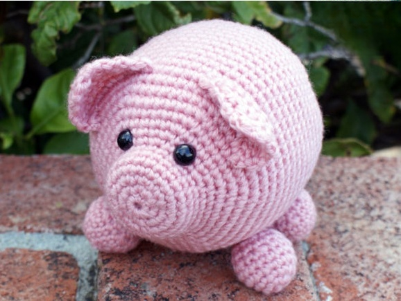 Patrón de ganchillo del cerdito Roly Poly