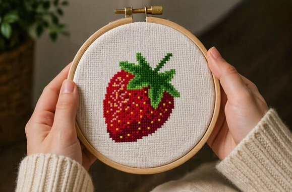 Patrón de punto de cruz de fresas