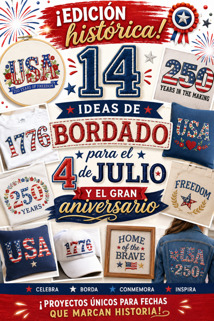 ¡Edición histórica! 14 Ideas de Bordado para el 4 de julio y el gran aniversario